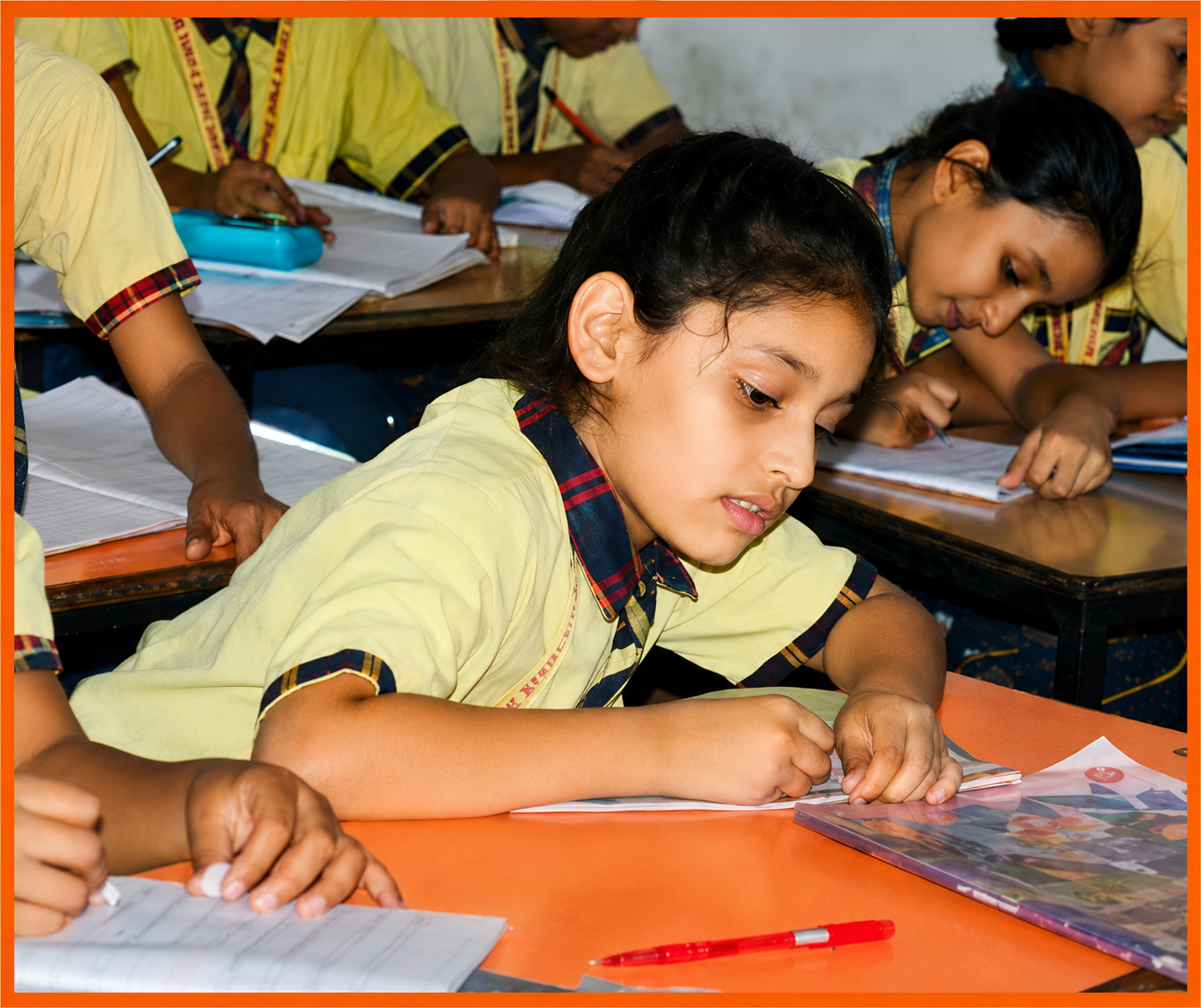 Students participating in art and creative learning at Santosh Memorial Public School