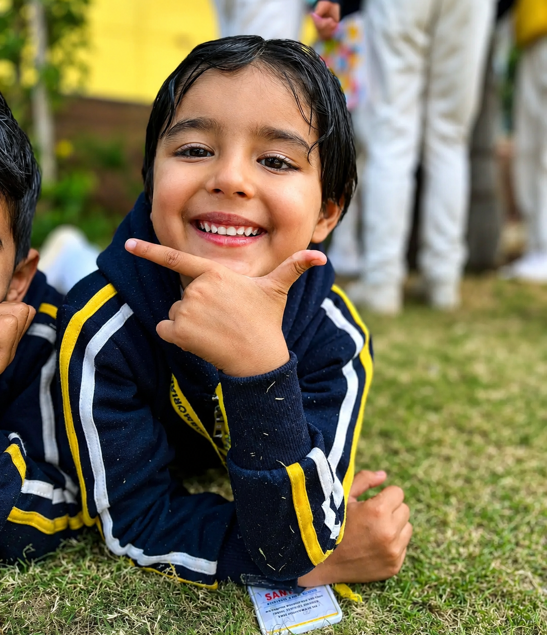 Students receiving everyday care and supervision at Santosh Memorial Public School